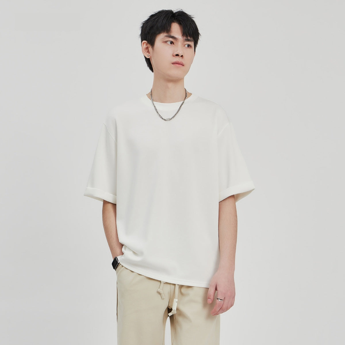 Drape Knit T-shirt Men's Loose Casual
