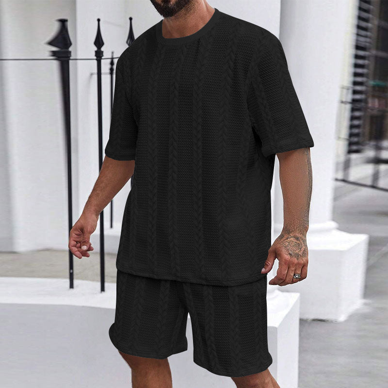 Knitted Solid Color Jacquard Summer Casual Round Neck Pullover