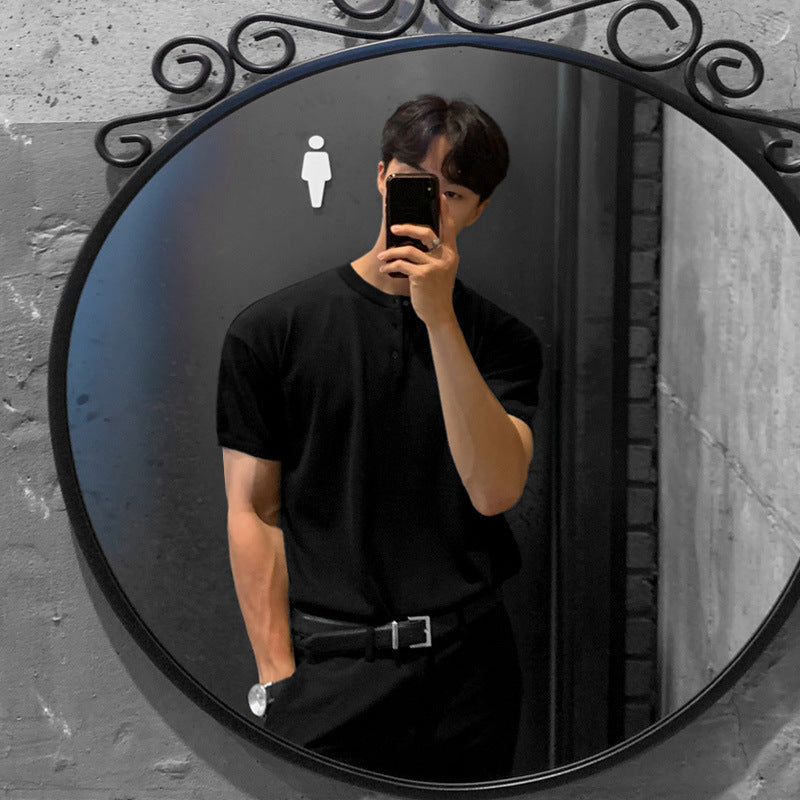 Men's Short-sleeved Thin Slim-fit Ice Silk Knitted Bottoming Shirt