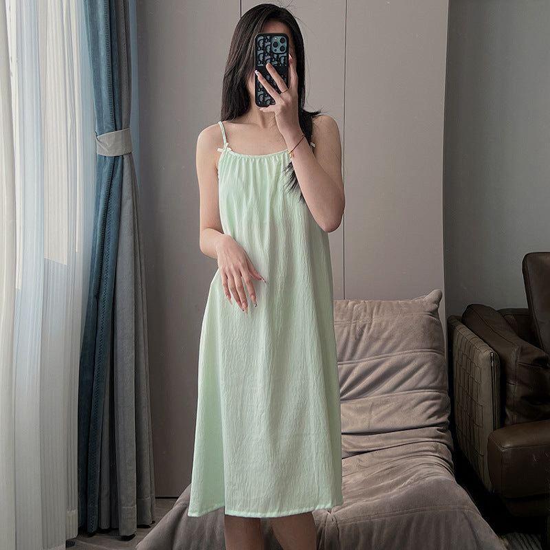 Women's Thin Plus Size Loose Slip Nightdress With Chest Pad