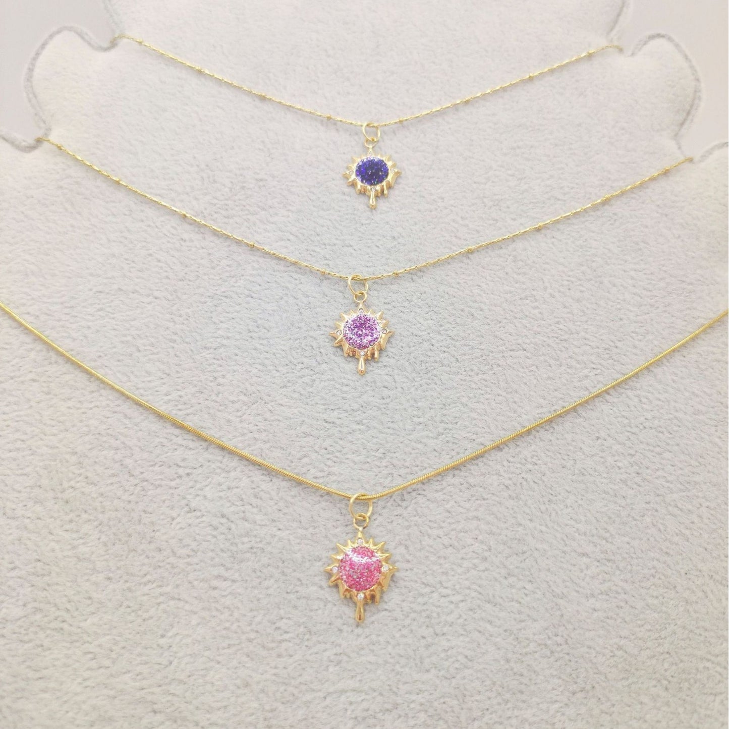 Round Copper Micro Rhinestone Necklace For Women