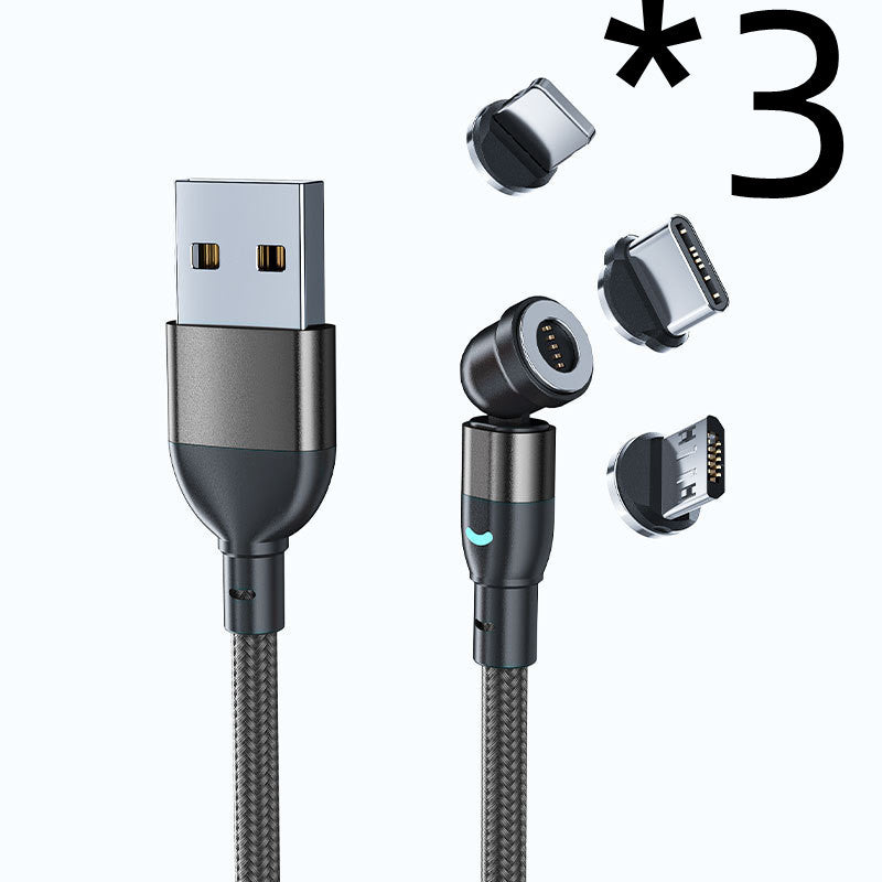 3A Fast Charging Mobile Phone Black Technology Magnetic Data Cable Three-in-one