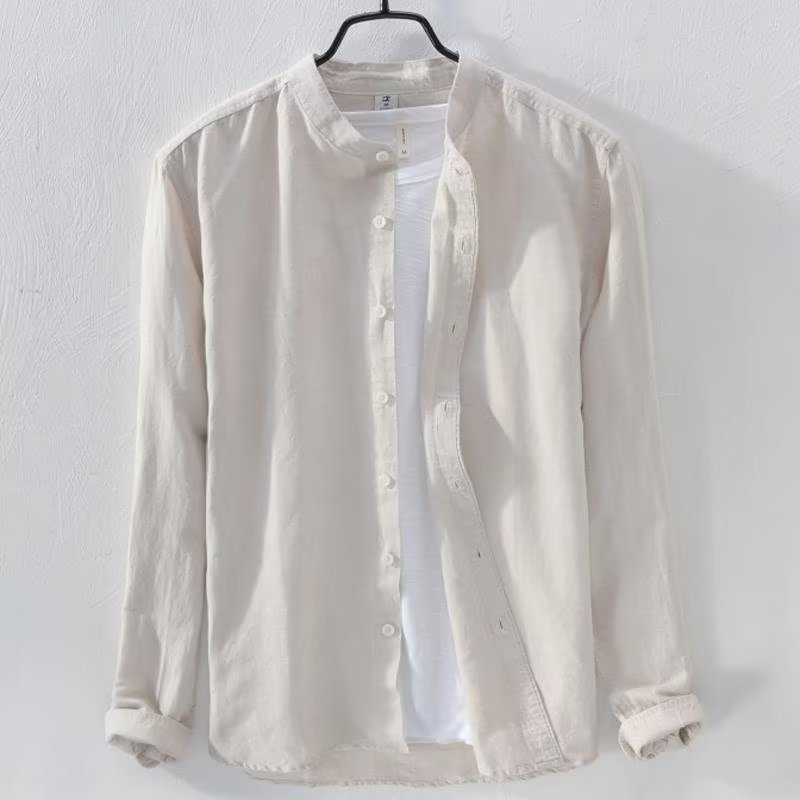 Loose Breathable Casual Long Sleeve Cotton Linen Shirt