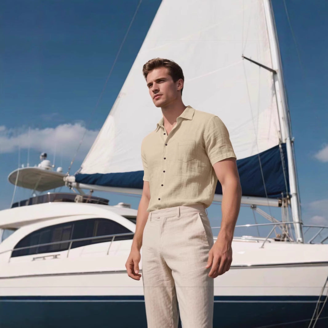 Men's Linen Short-sleeved Shirt
