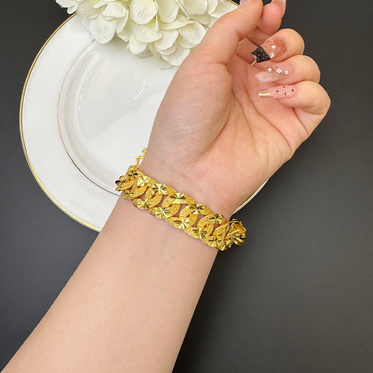 Men's Copper-plated Gold Carven Design Starry Bracelet
