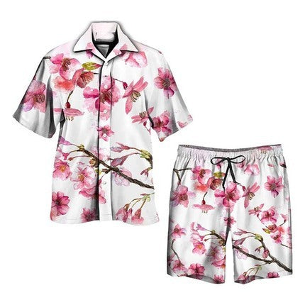 Men's 3D Digital Printing Casual Short-sleeved Shirt Shorts Suit