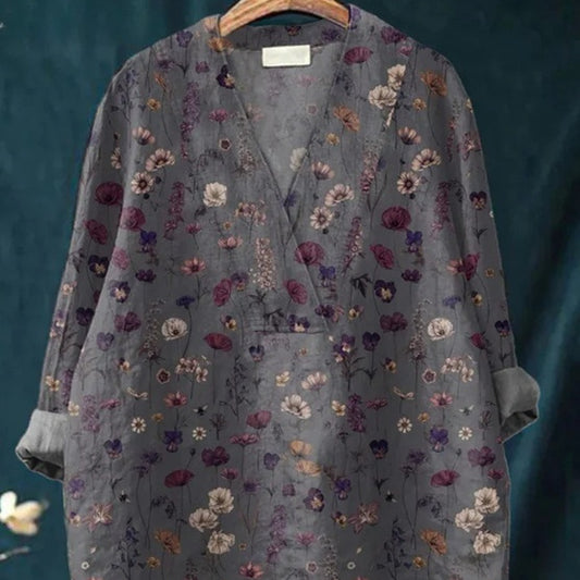 Collarless Long-sleeved Women's Shirt Long Sweater Casual Shirt