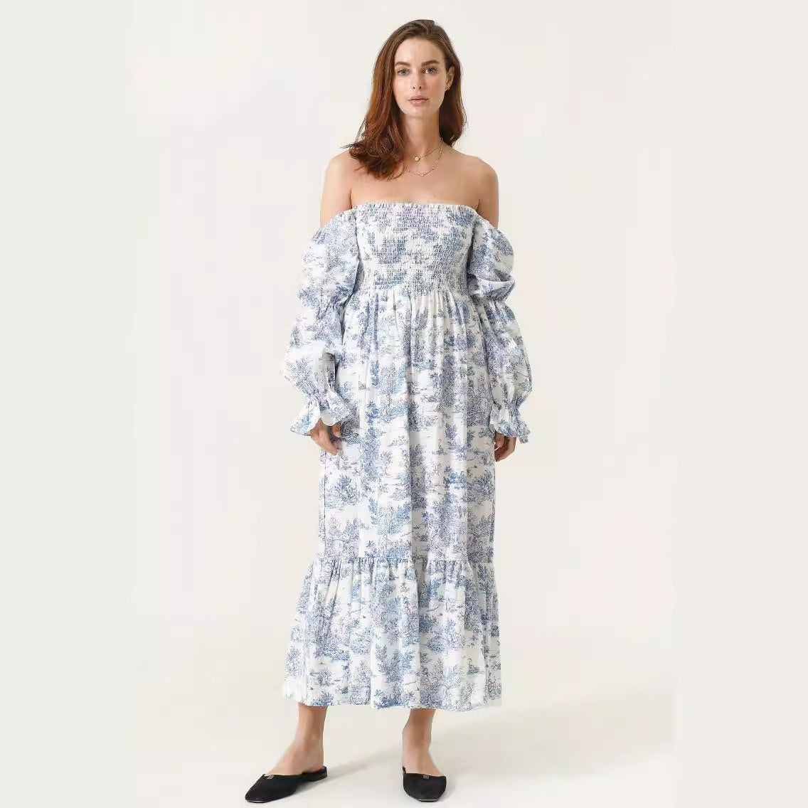 Bell Sleeve Chiffon Dress Women's Clothing