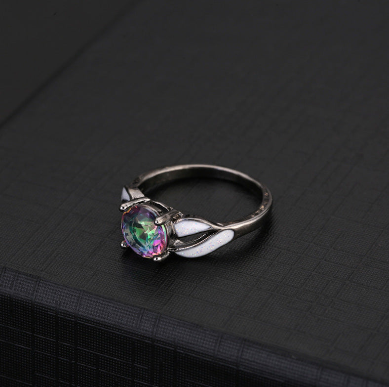 Black And White Colorful Shining Gemstone Ring