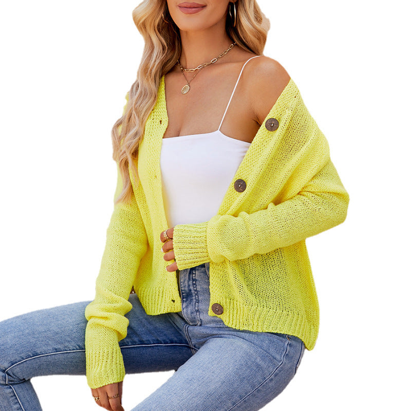 Women's Clothing V-neck Knitted Cardigan Women's Sweater