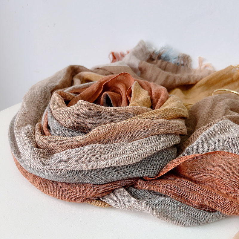 Thin Cotton And Linen Plaid Scarf Soft Neck Shawl