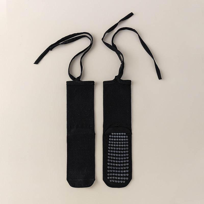 Women's Anti-slip Cross Lace-up Yoga Pilates Dance Dopamine Sports Wear Mid-calf Socks