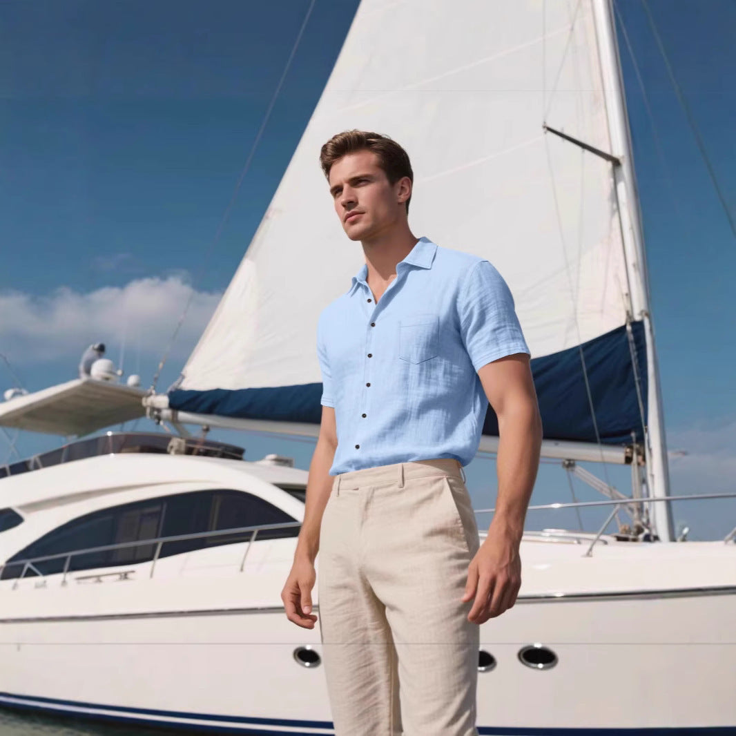 Men's Linen Short-sleeved Shirt