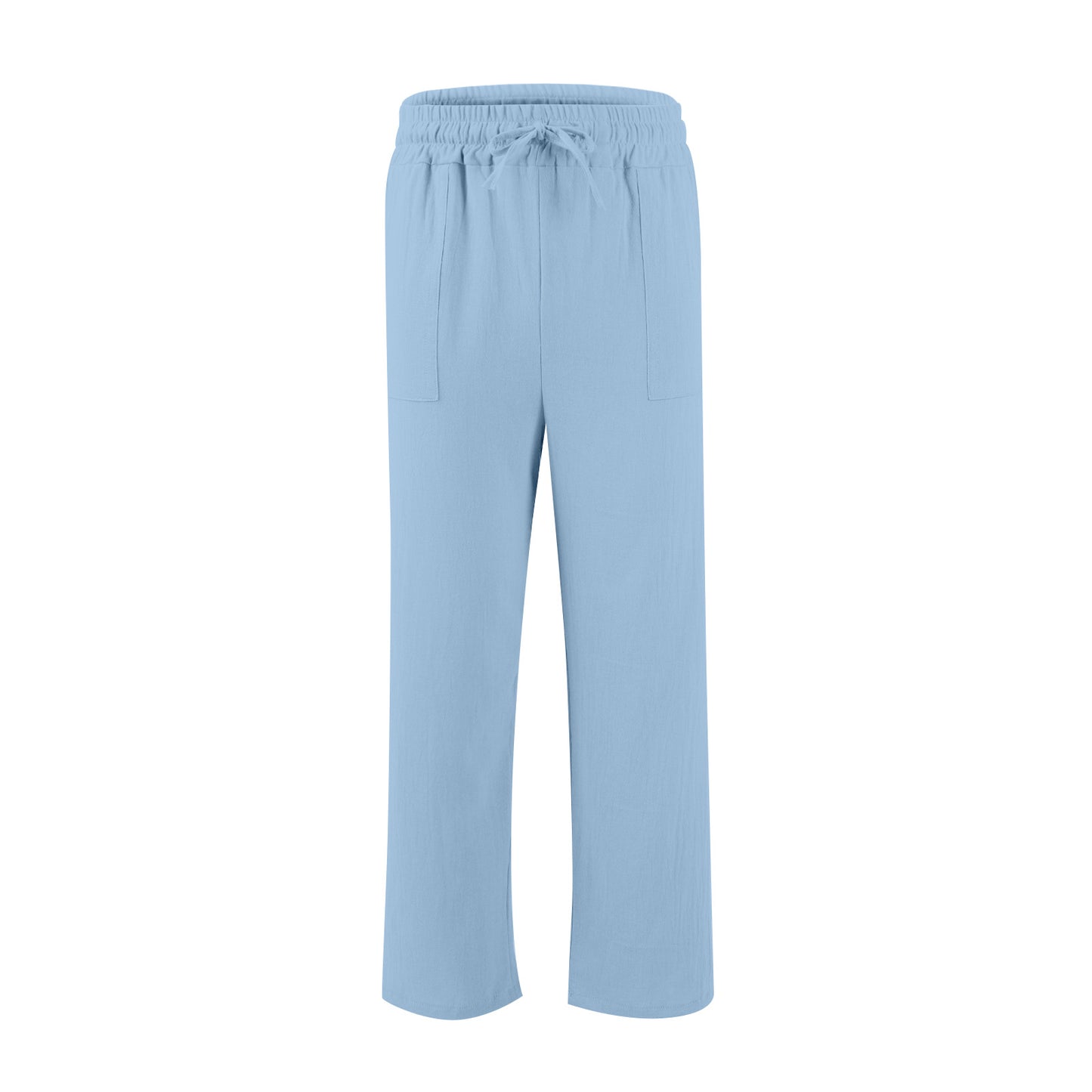 Men's Cotton And Linen Beach Trousers Drawstring Elastic Waist Straight Comfortable Breathable