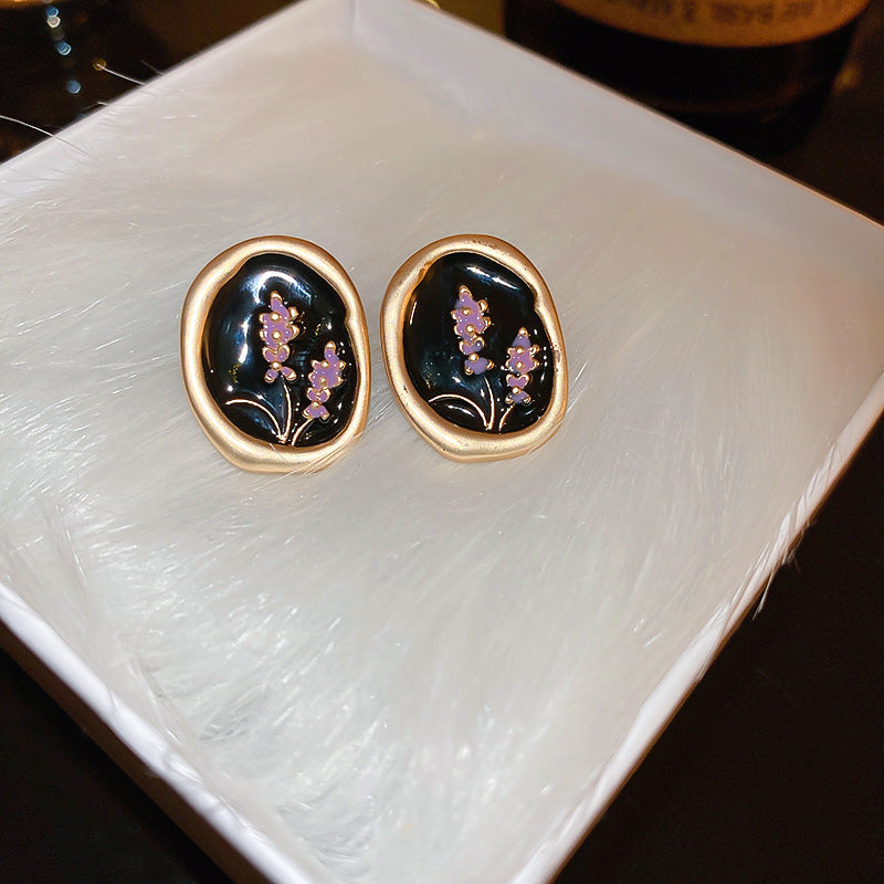 Black Series Retro Affordable Luxury High-grade Heavy Industry Earrings