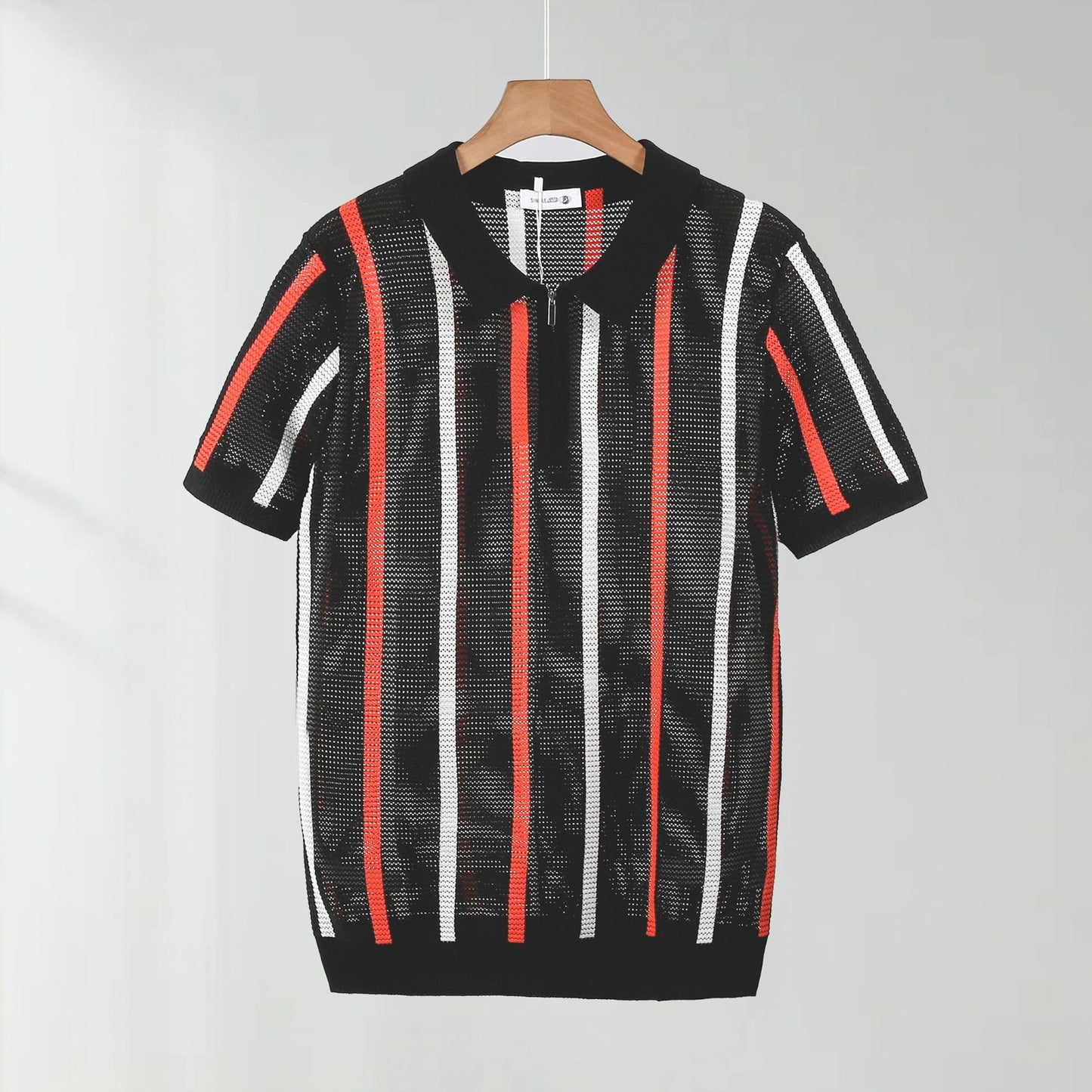 Hollow Mesh Short-sleeved Knitting Polo Shirt
