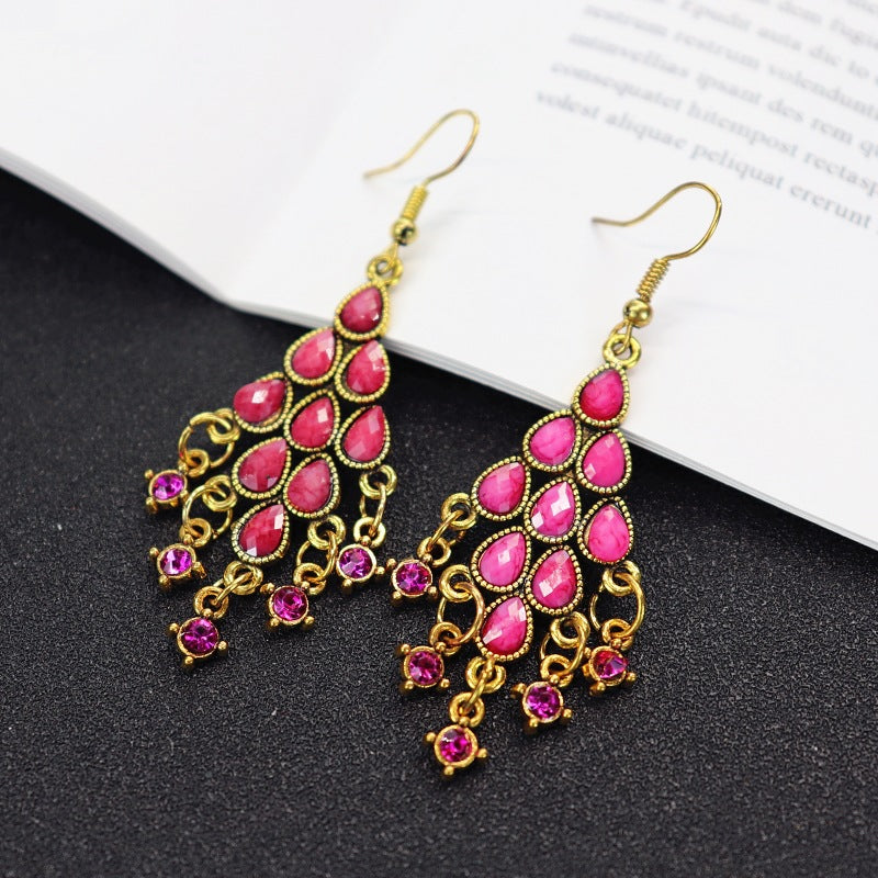 Vintage Palace Water Drop Tassel Earrings