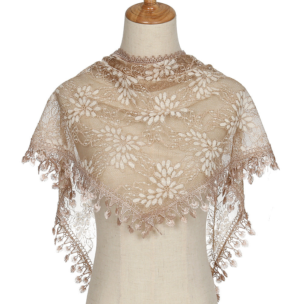 Korean Lace Monochrome Triangle Shawl