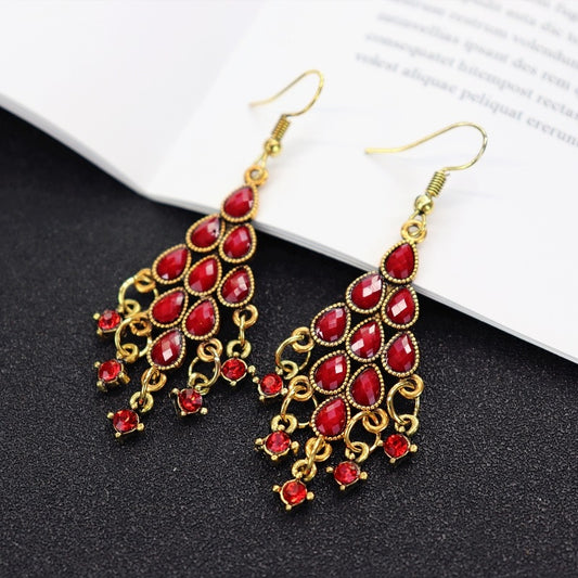 Vintage Palace Water Drop Tassel Earrings
