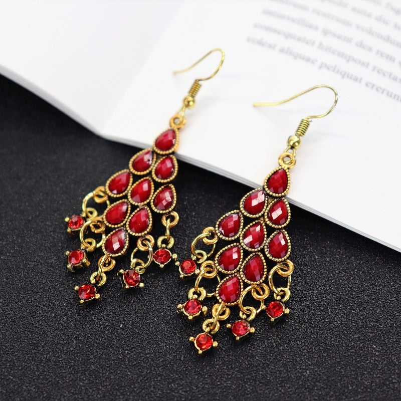 Vintage Palace Water Drop Tassel Earrings