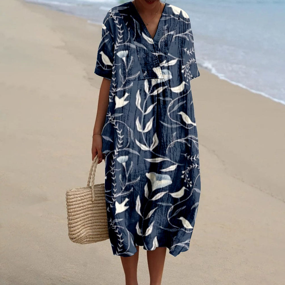 Women's Printed Short Sleeve Holiday Dress