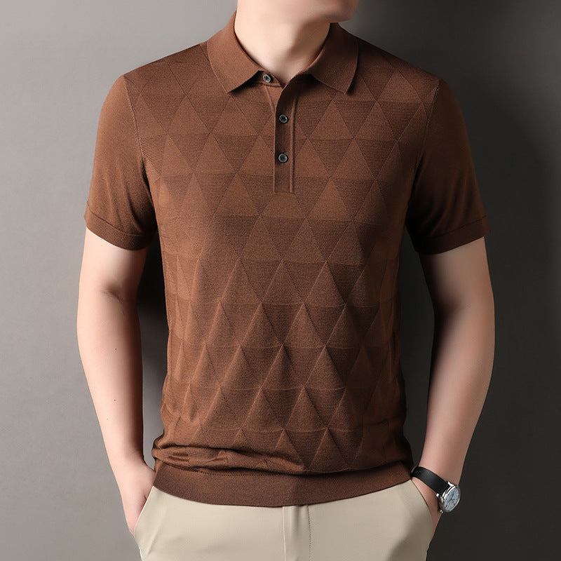Short Sleeve T-shirt Men's Thin Ice Silk Quick-drying Knitted Short Sleeve