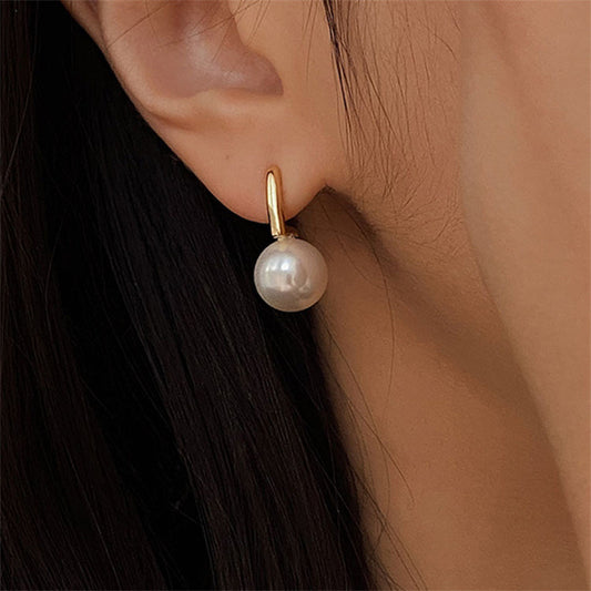Women's Pearl Metal Stud Earrings