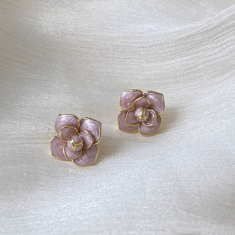Flower Pearl Stud Earrings Women