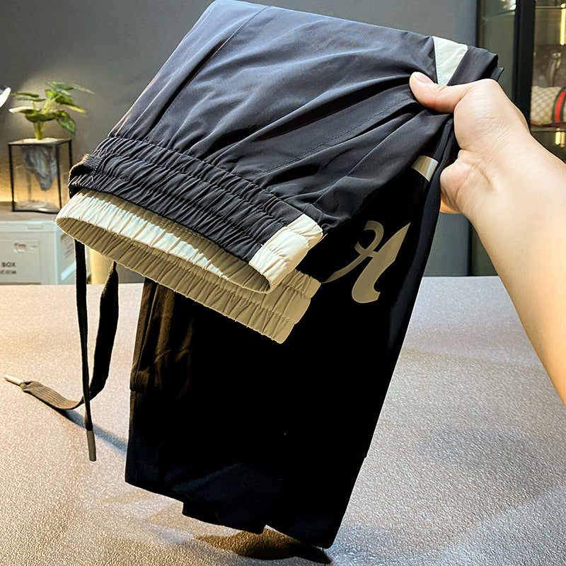 Ultra-thin Ice Silk Ankle Banded Pants Cropped Men