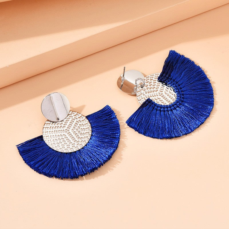 European And American Bohemian Style Earrings Fan-shaped Tassel Earrings