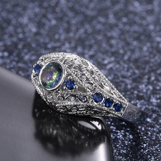 Women's Fashion Colorful Glass Drill Vintage Ring