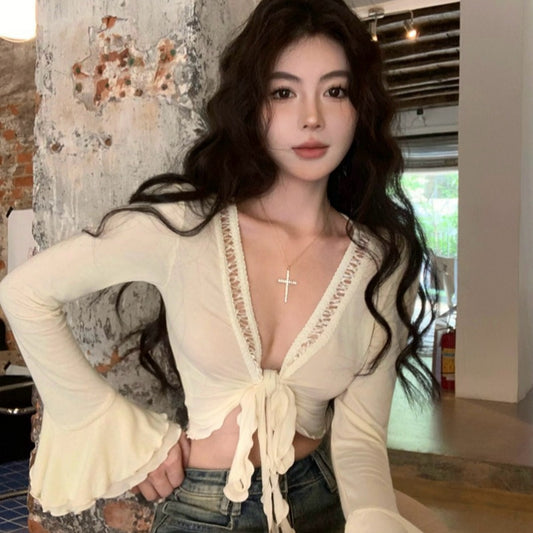 Lace-up Sun Protection For Women Summer Sexy Slim-fit Crop-top