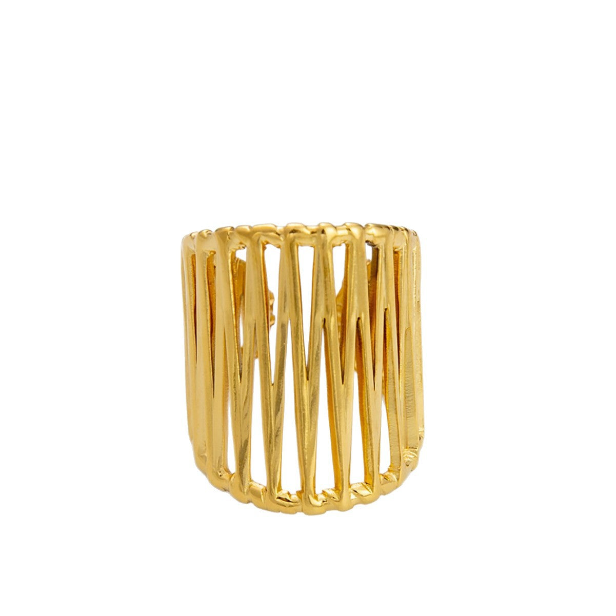 I Hollow Titanium Steel Niche Design Wide Woven Ring