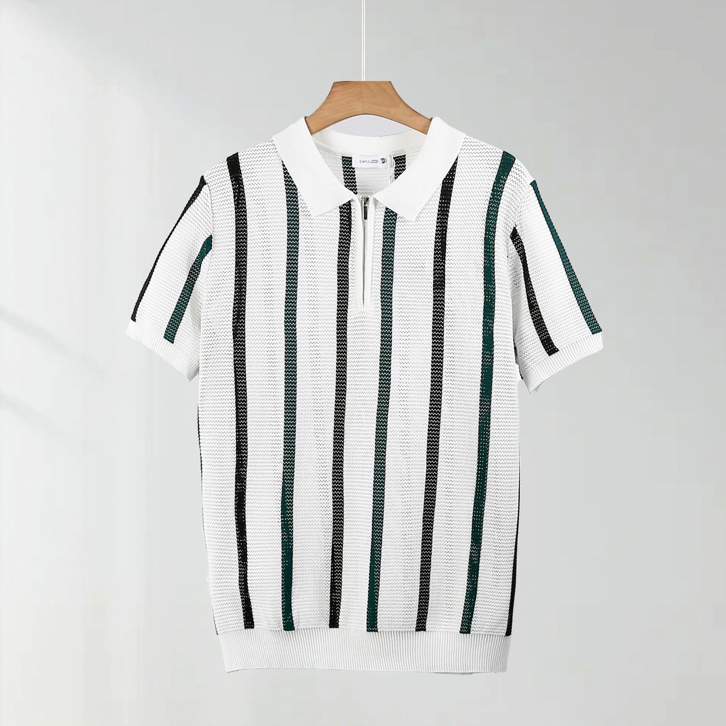 Hollow Mesh Short-sleeved Knitting Polo Shirt