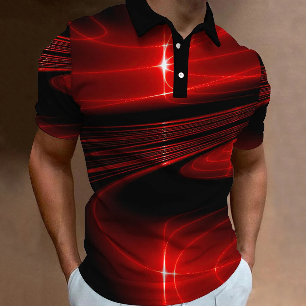 Men's Casual Loose Short Sleeves Plus Size Printed Aurora