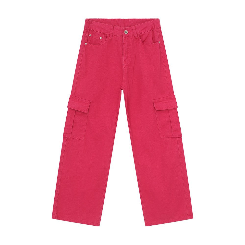Men's Solid Color Basic Loose Casual Straight-leg Denim Trousers