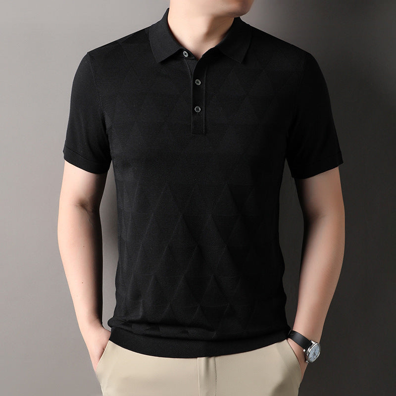 Short Sleeve T-shirt Men's Thin Ice Silk Quick-drying Knitted Short Sleeve