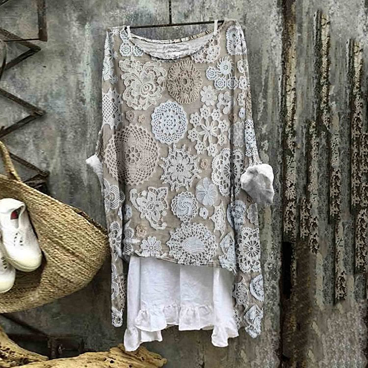 New Casual Long Sleeve Loose Printed Women's T-shirt