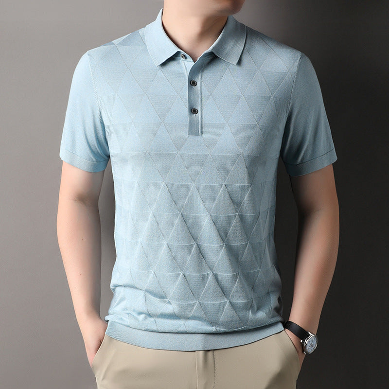 Short Sleeve T-shirt Men's Thin Ice Silk Quick-drying Knitted Short Sleeve
