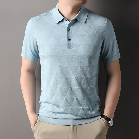 Short Sleeve T-shirt Men's Thin Ice Silk Quick-drying Knitted Short Sleeve