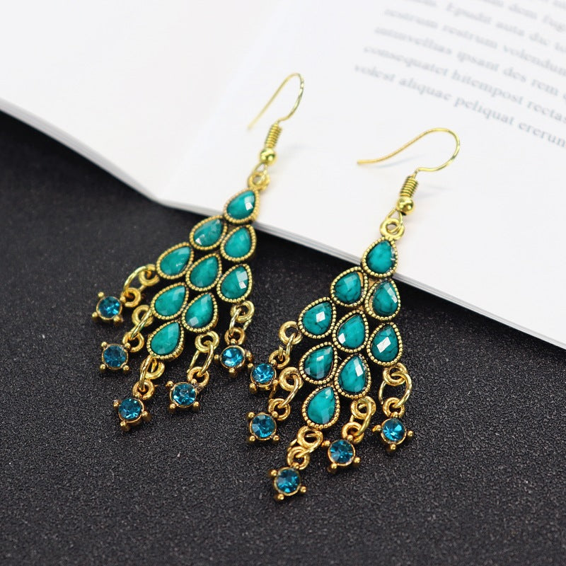 Vintage Palace Water Drop Tassel Earrings