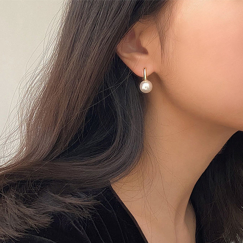 Women's Pearl Metal Stud Earrings