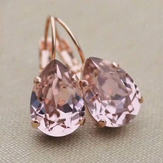 Multi-Color Copper Inlaid Gem Ear Clip Women's Simple