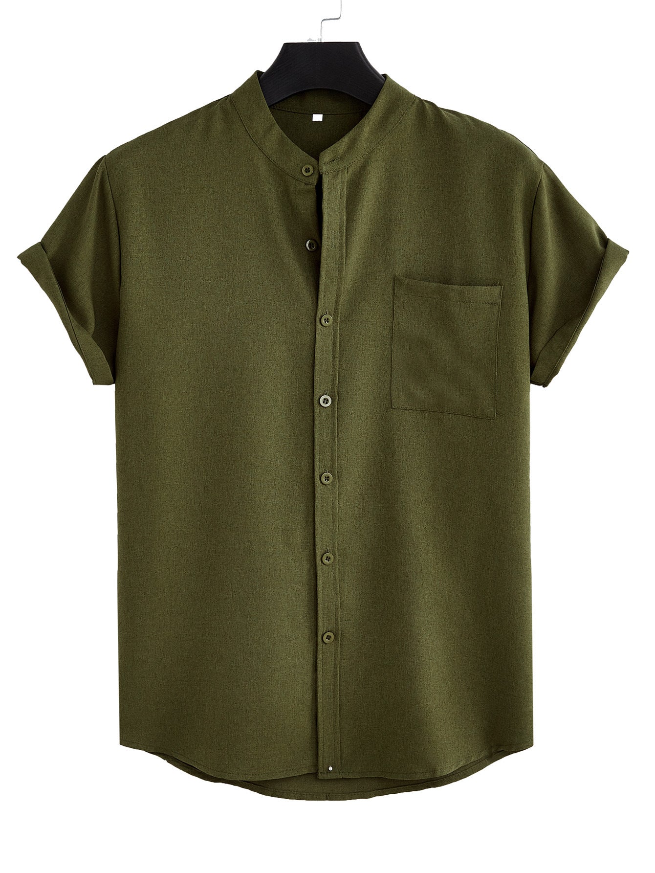 Men's Solid Color Casual Shirt With Pocket
