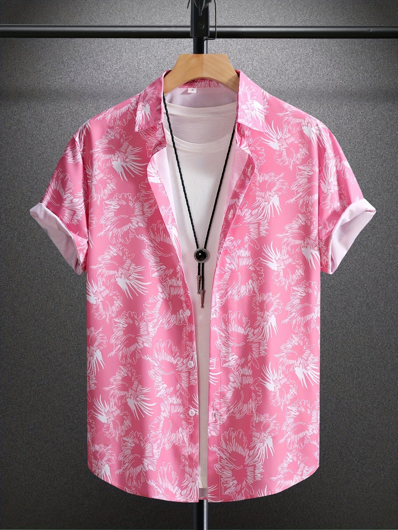 Men's Contrast Color Loose Short-sleeved Shirt Lapel