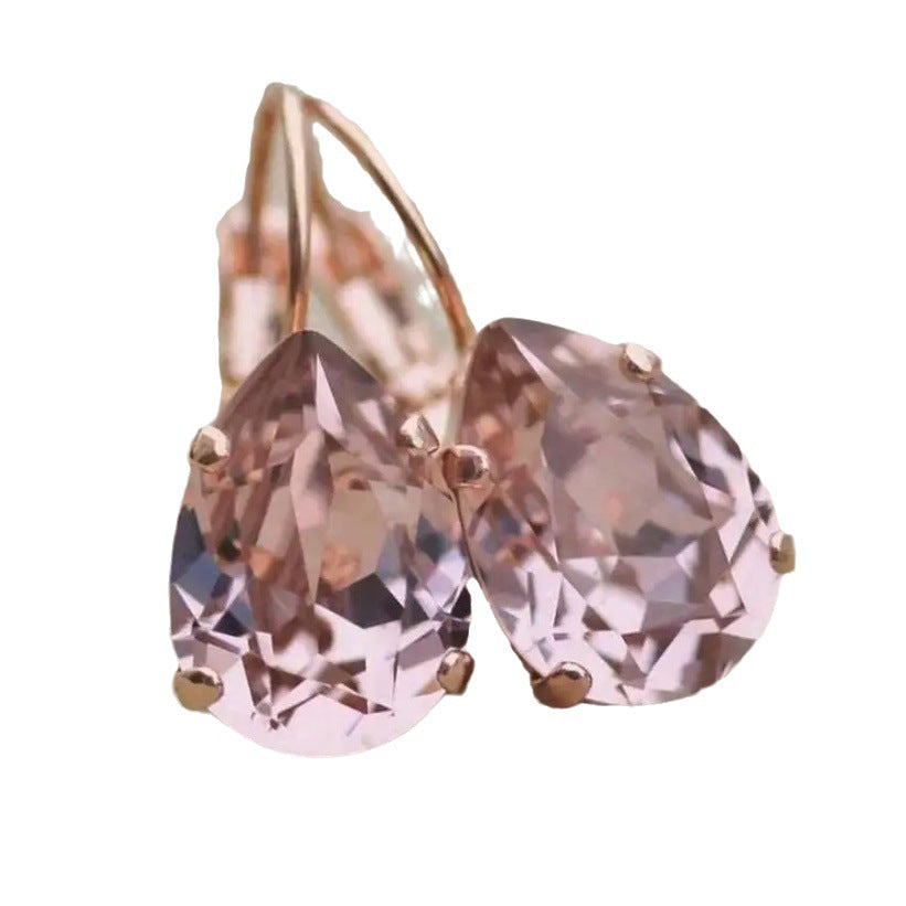 Multi-Color Copper Inlaid Gem Ear Clip Women's Simple