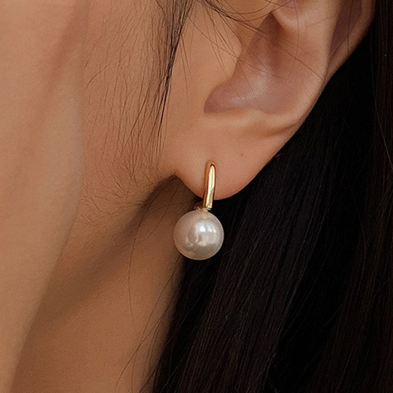 Women's Pearl Metal Stud Earrings