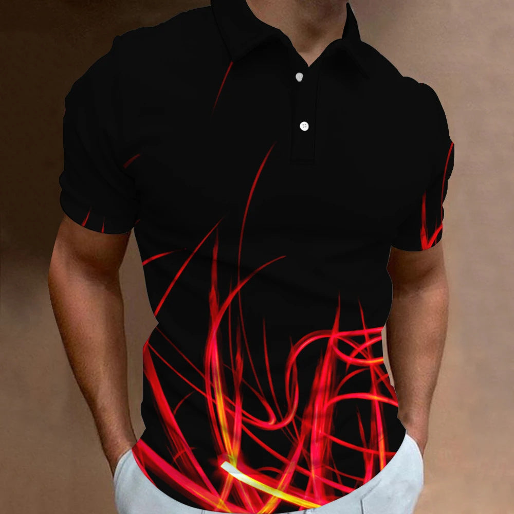 Men's Casual Loose Short Sleeves Plus Size Printed Aurora