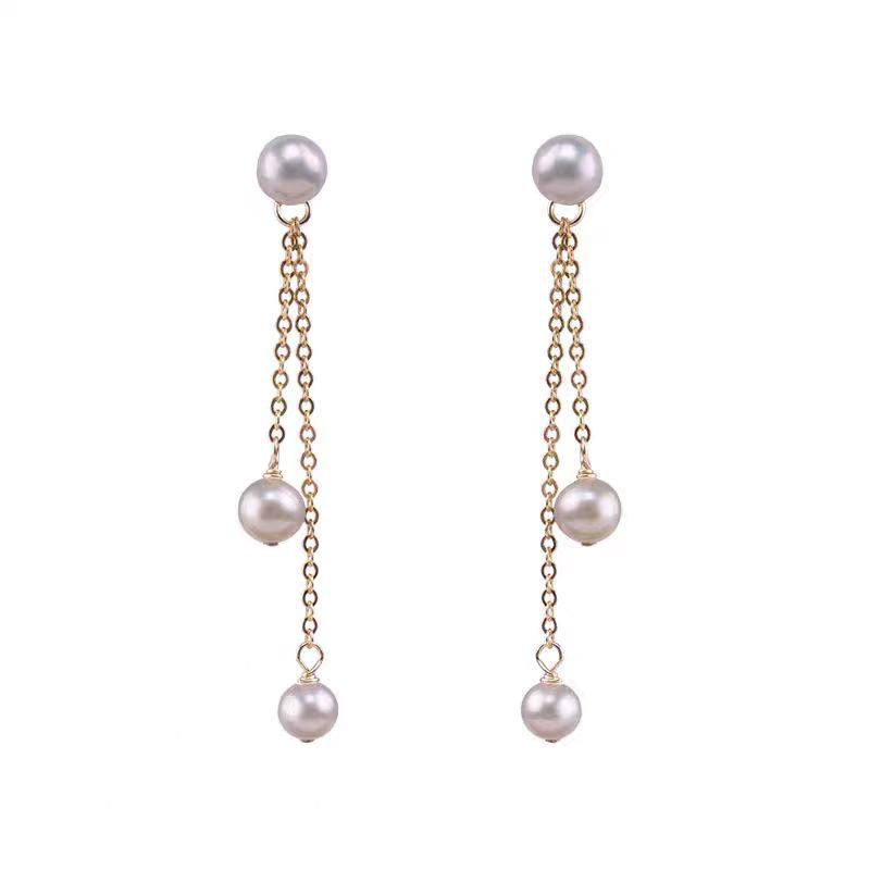 Women's Pearl Tassel Simple And Elegant Earrings