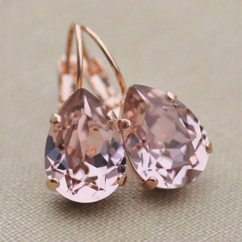 Multi-Color Copper Inlaid Gem Ear Clip Women's Simple
